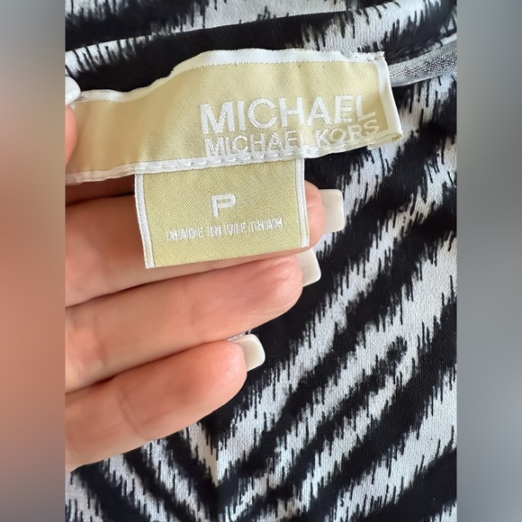 Michael Kors Zebra Print Stretch Jersey Shirt Dress Sz P Small Black White - Picture 4 of 7